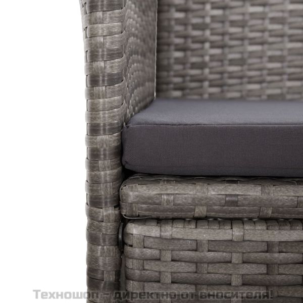 Накланящи градински столове с възглавници 2 бр полиратан сиви