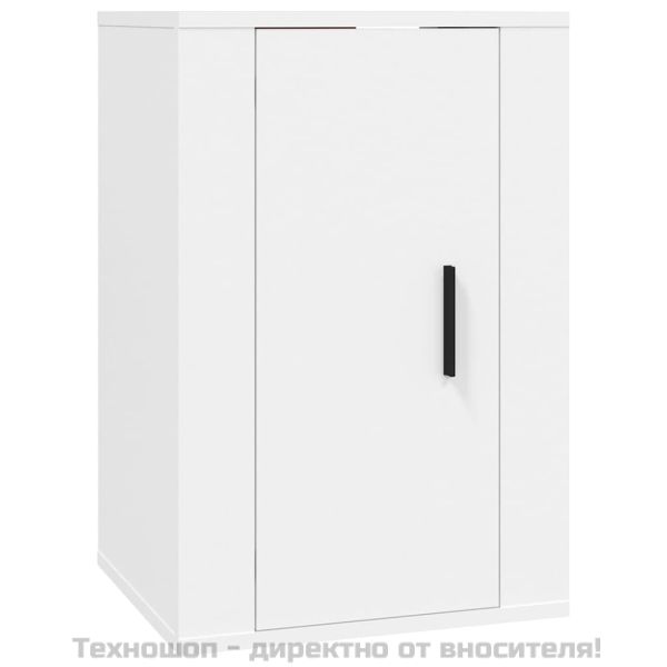 ТВ шкафове със стенен монтаж, 2 бр, бели, 40x34,5x60 см