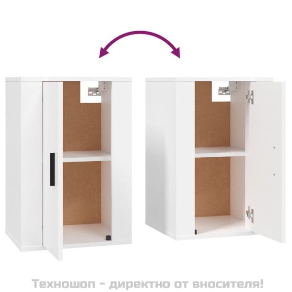 ТВ шкафове със стенен монтаж, 2 бр, бели, 40x34,5x60 см