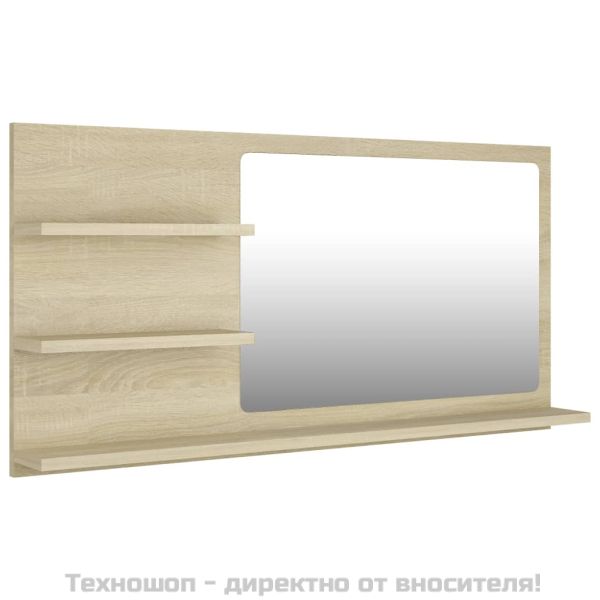 Огледало за баня, дъб сонома, 90x10,5x45 см, инженерно дърво
