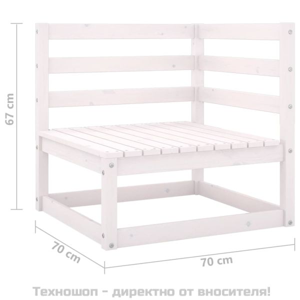 Градински ъглови дивани, 2 бр, бели, бор масив