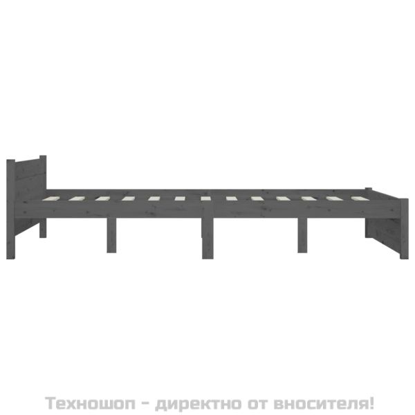 Рамка за легло, сива, дърво масив, 135x190 cм, Double