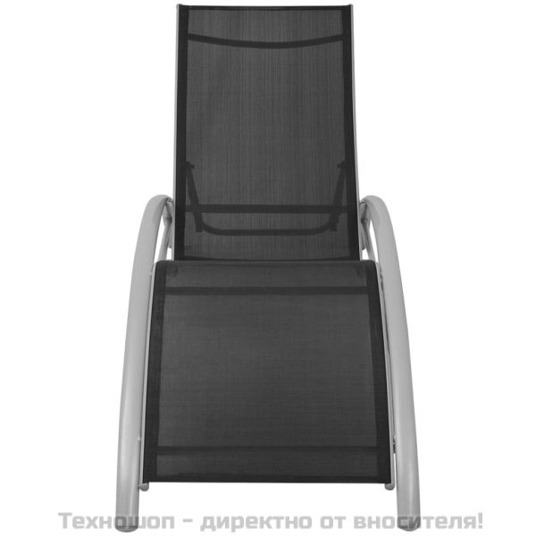 Шезлонги с чадър, алуминий, черни
