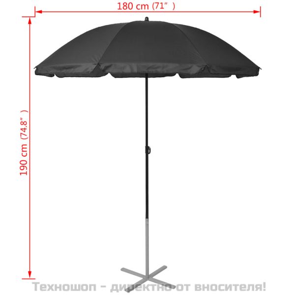 Шезлонги с чадър, алуминий, черни