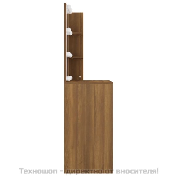 Тоалетка с LED, кафяв дъб, 60x40x140 см