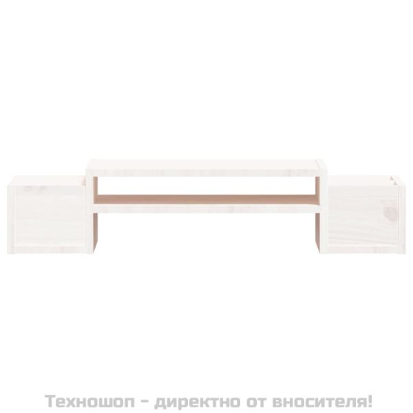 Поставка за монитор, бяла, 70x27,5x15 см, бор масив