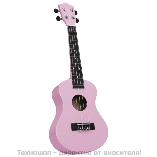 Комплект сопрано укулеле с калъф за деца, розово, 23"