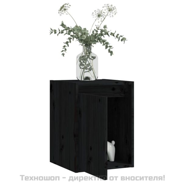 Стенни шкафове, 2 бр, черни, 30x30x40 см, бор масив