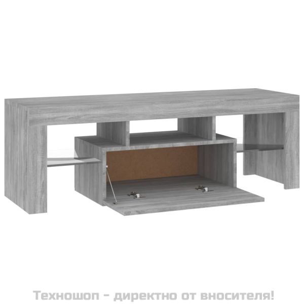 ТВ шкаф с LED осветление, сив сонома, 120x35x40 см