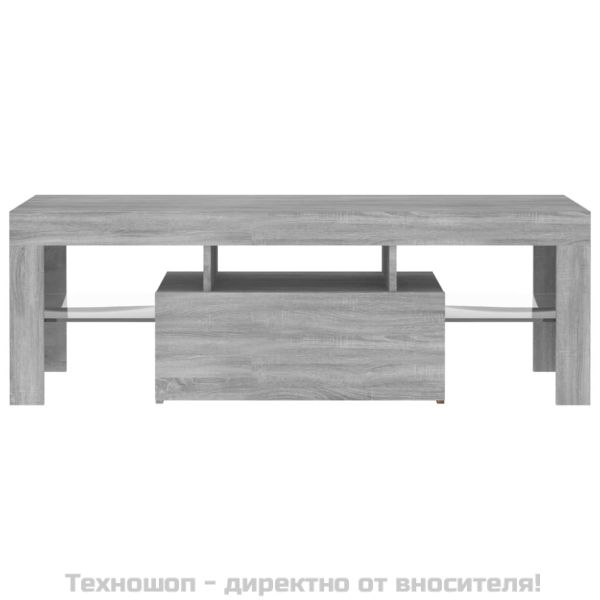 ТВ шкаф с LED осветление, сив сонома, 120x35x40 см