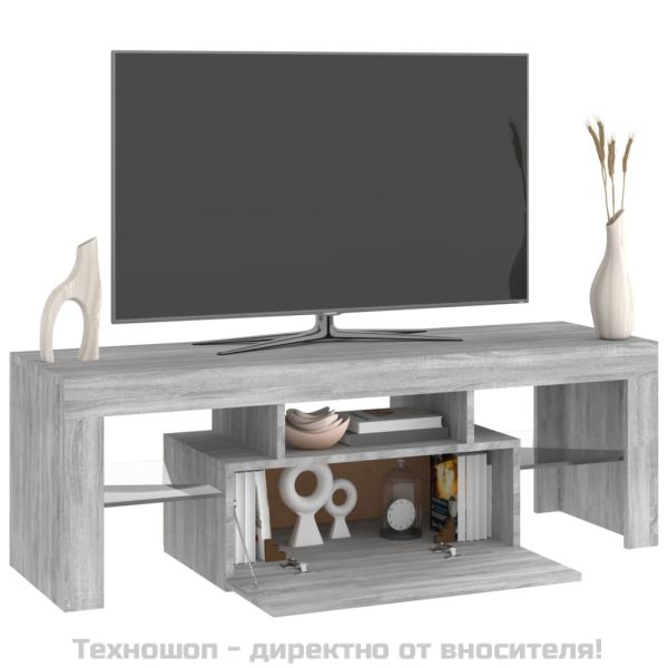 ТВ шкаф с LED осветление, сив сонома, 120x35x40 см