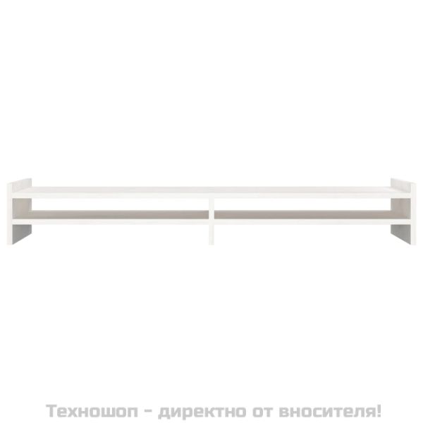 Поставка за монитор, бяла, 100x27x15 см, бор масив
