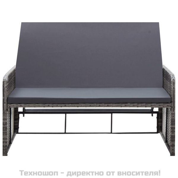 Градински комплект с възглавници, 2 части, полиратан, сив