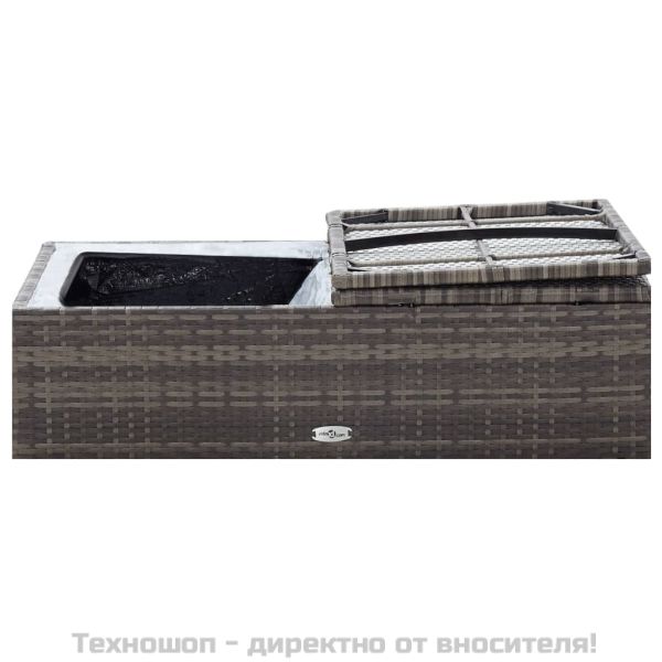 Градински комплект с възглавници, 2 части, полиратан, сив