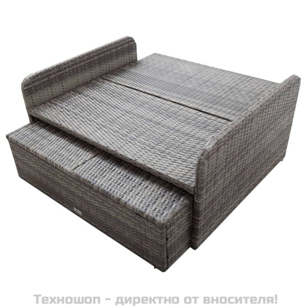 Градински комплект с възглавници, 2 части, полиратан, сив