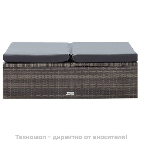 Градински комплект с възглавници, 2 части, полиратан, сив