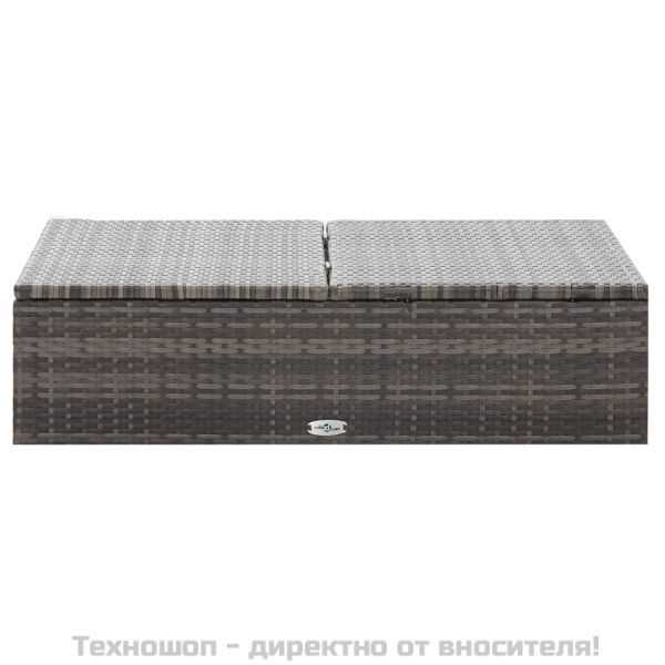 Градински комплект с възглавници, 2 части, полиратан, сив