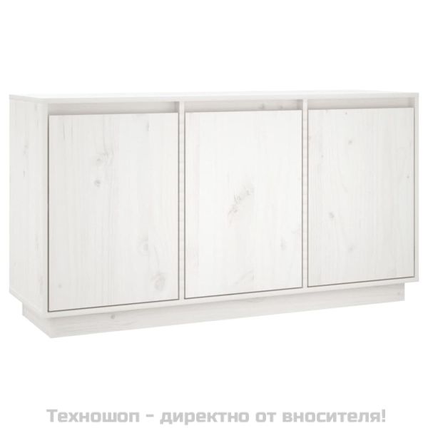 Сайдборд, бял, 111x34x60 см, бор масив