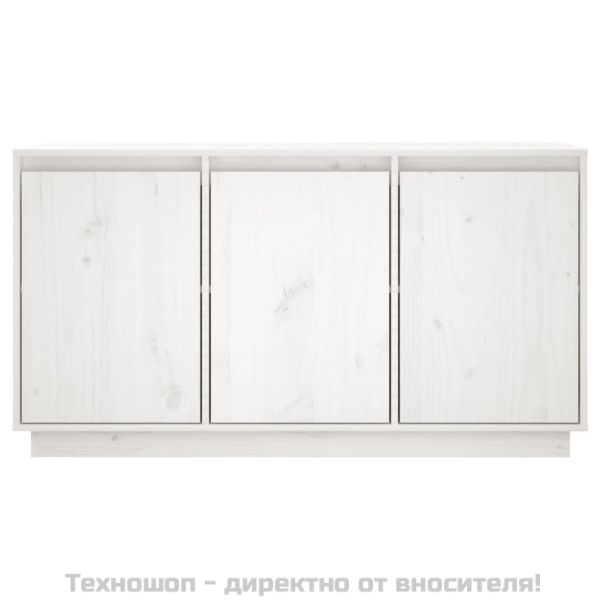 Сайдборд, бял, 111x34x60 см, бор масив