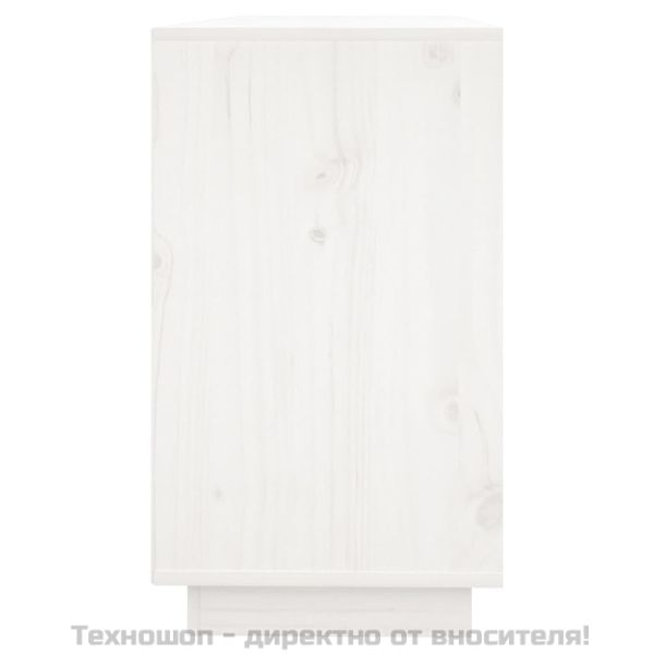 Сайдборд, бял, 111x34x60 см, бор масив