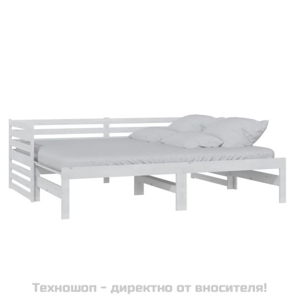 Разтегателно дневно легло, без матрак, бяло, 2x(90x200) см