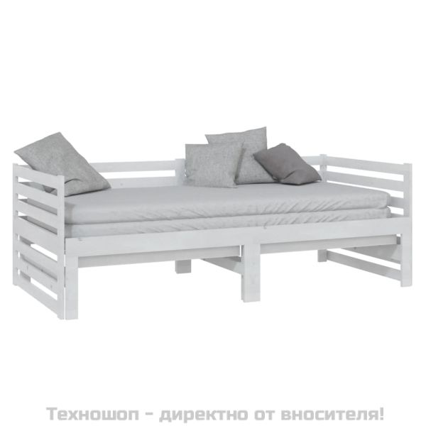 Разтегателно дневно легло, без матрак, бяло, 2x(90x200) см