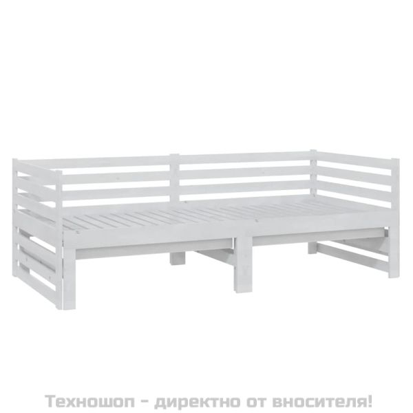 Разтегателно дневно легло, без матрак, бяло, 2x(90x200) см