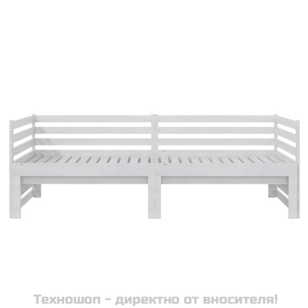 Разтегателно дневно легло, без матрак, бяло, 2x(90x200) см