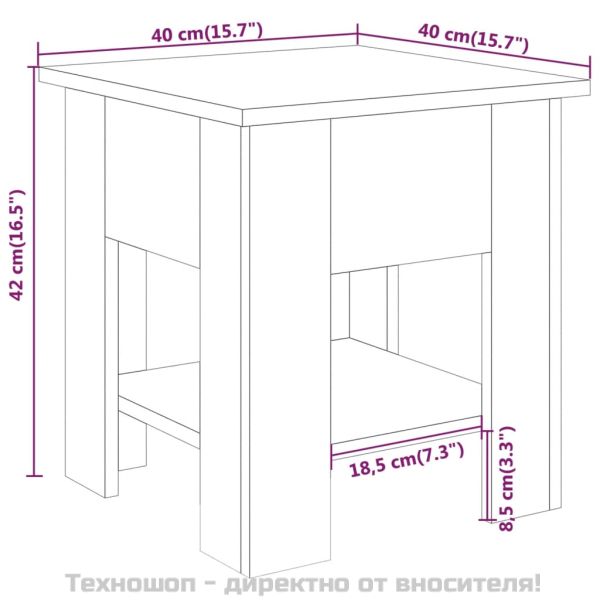 Маса за кафе, сив сонома, 40x40x42 см, инженерно дърво