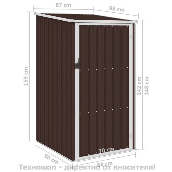 Градинска барака, кафява, 87x98x159 см, поцинкована стомана