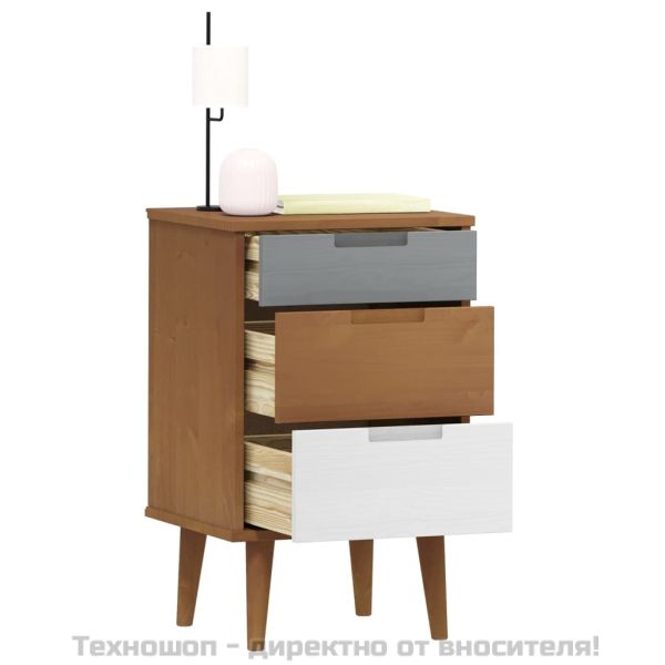 Нощно шкафче MOLDE, кафяво, 40x35x65 см, борово дърво масив