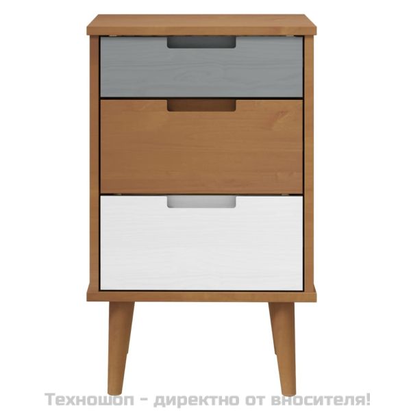 Нощно шкафче MOLDE, кафяво, 40x35x65 см, борово дърво масив