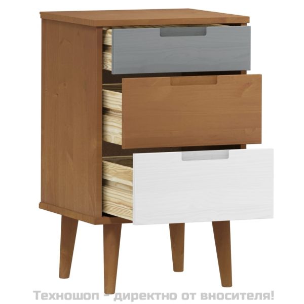 Нощно шкафче MOLDE, кафяво, 40x35x65 см, борово дърво масив