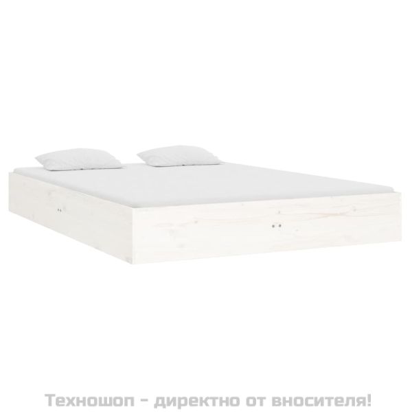 Рамка за легло, бяла, масивно дърво, 140x190 см