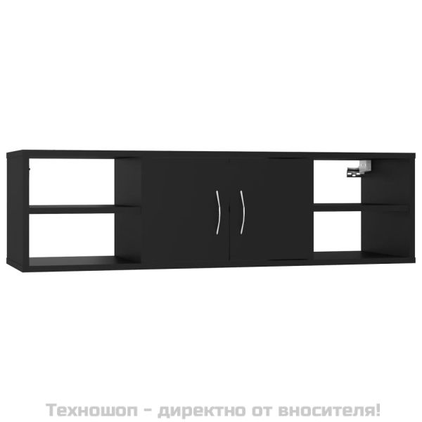 Стенен рафт, черен, 102x30x29 см, инженерно дърво