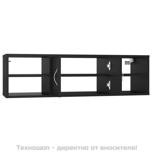 Стенен рафт, черен, 102x30x29 см, инженерно дърво