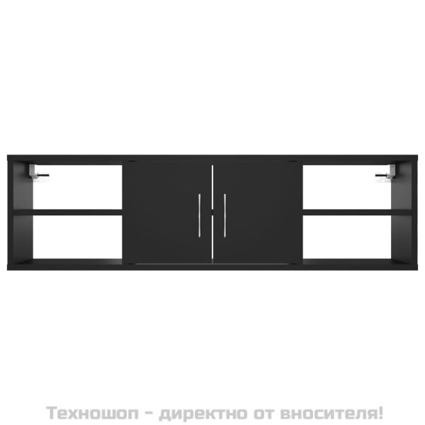 Стенен рафт, черен, 102x30x29 см, инженерно дърво