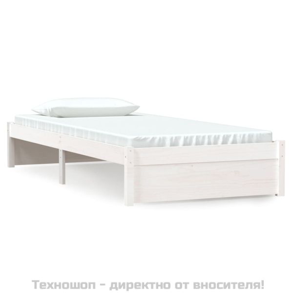 Рамка за легло, бяла, бор масив, 90x190 см, Single