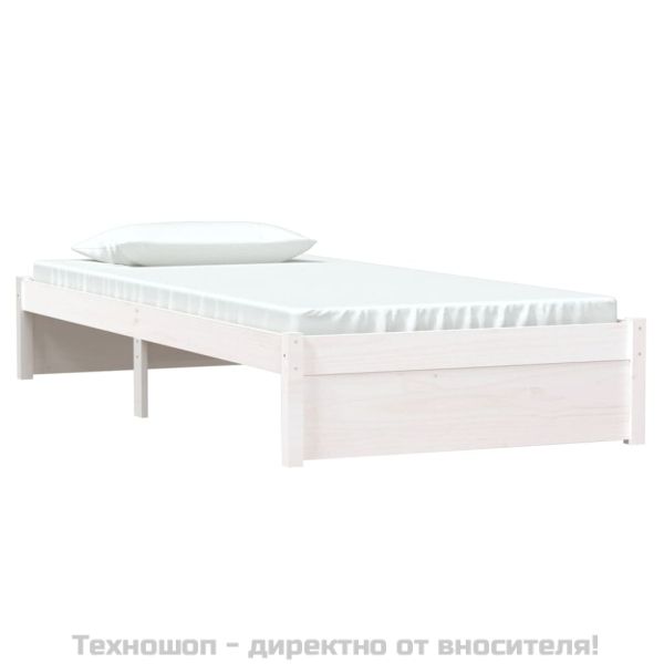 Рамка за легло, бяла, бор масив, 90x190 см, Single