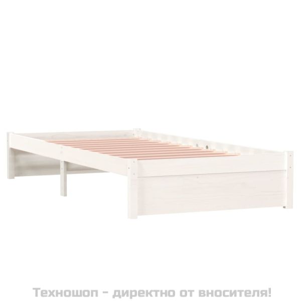 Рамка за легло, бяла, бор масив, 90x190 см, Single