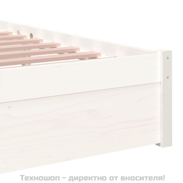 Рамка за легло, бяла, бор масив, 90x190 см, Single