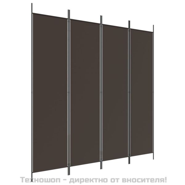 Параван за стая, 4 панела, кафяв, 200x200 см, плат