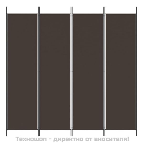 Параван за стая, 4 панела, кафяв, 200x200 см, плат
