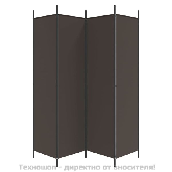 Параван за стая, 4 панела, кафяв, 200x200 см, плат