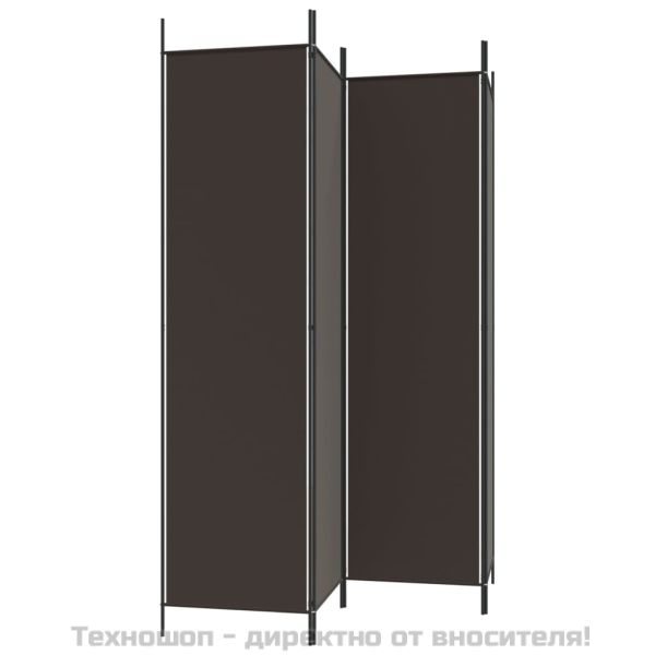 Параван за стая, 4 панела, кафяв, 200x200 см, плат