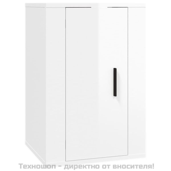 ТВ шкаф за стенен монтаж, бял гланц, 40x34,5x60 см