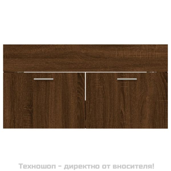 Комплект мебели за баня от 2 части, кафяв дъб, инженерно дърво