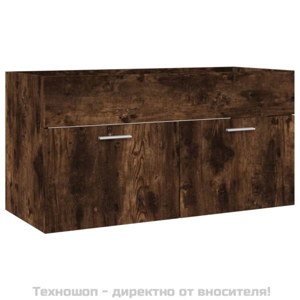 Комплект мебели за баня от 2 части, опушен дъб, инженерно дърво