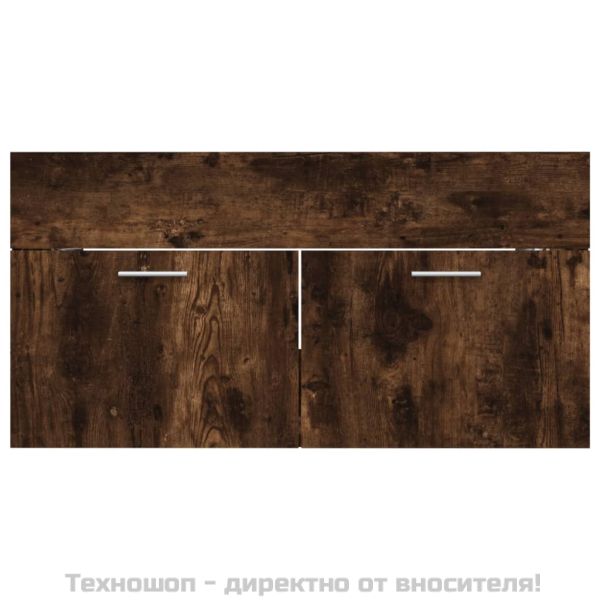 Комплект мебели за баня от 2 части, опушен дъб, инженерно дърво