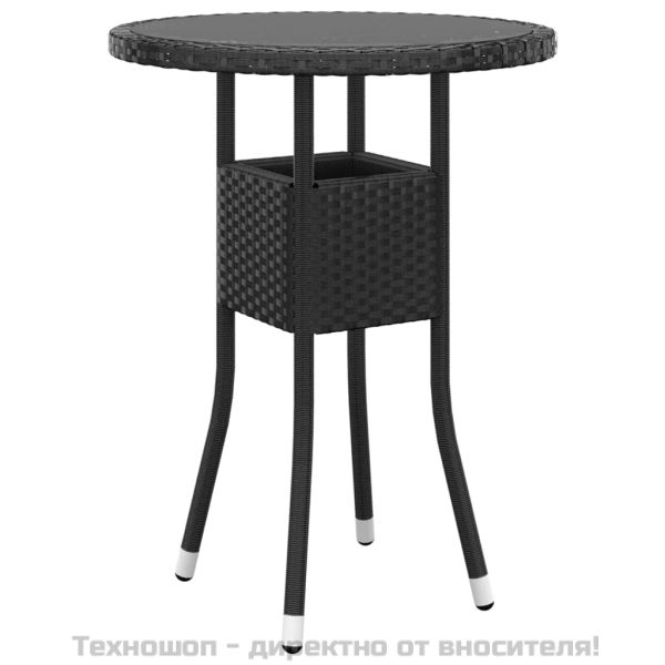 Градински трапезен комплект, 3 части, полиратан, черен